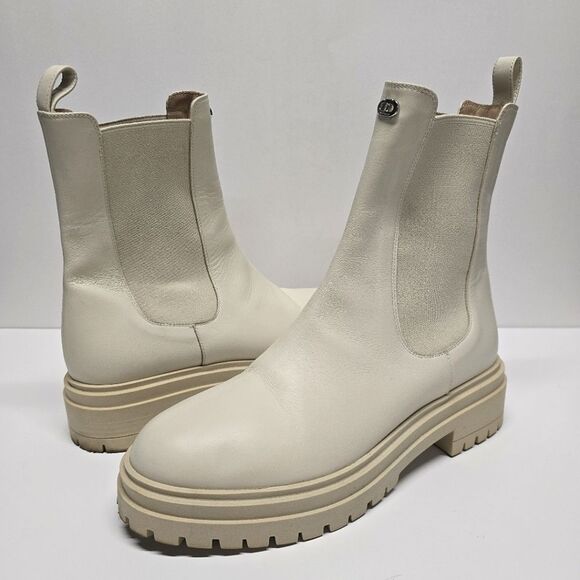 Dee Ocleppo Snowy Day Ivory Cream Leather Chelsea Boots Women's 9 ITALY - Picture 1 of 9